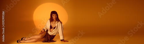 Canvas Print Captivating moments of summer beauty with a stylish young woman basking in warm