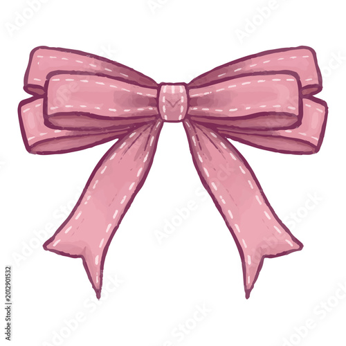 Schilderij op canvas Glossy mauve satin ribbon bow with elegant layered folds and feminine aesthetic style