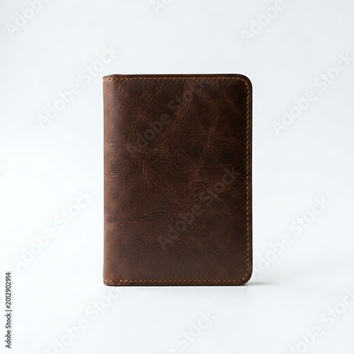 Brown leather wallet on white background