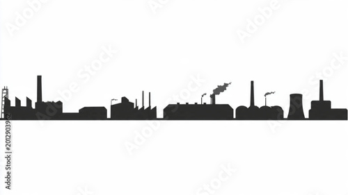 Slika na platnu Industrial City Skyline Silhouette Factories.