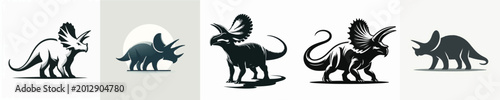 Fotografía Pentaceratops Silhouette Vector Illustration