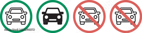 Foto Vehicle, car auto line and silhouette icon set featuring automobile drive red an