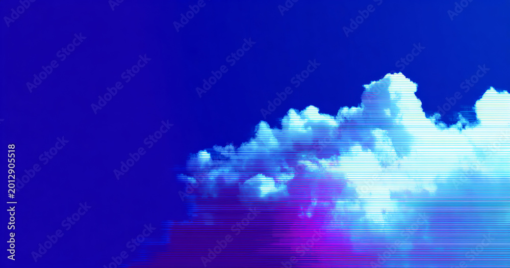 Obraz premium Glitch effect on bright cloudscape