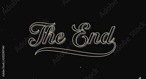 Tableau sur toile Decorative The End text in vintage script typography on a black background, final scene concept