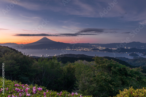 静岡県伊豆市達磨山レスハウスから見た富士山（夜景、2026年5月）