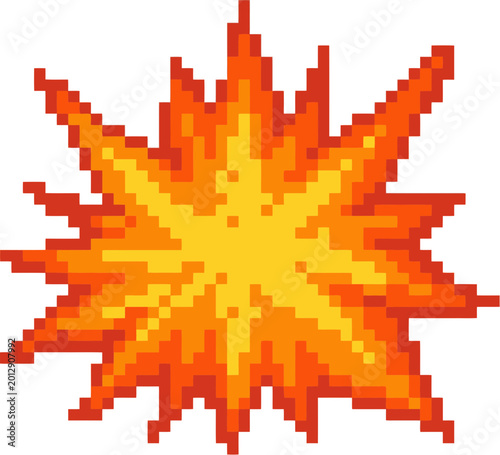 Pixel Art Explosion Effect Graphic.