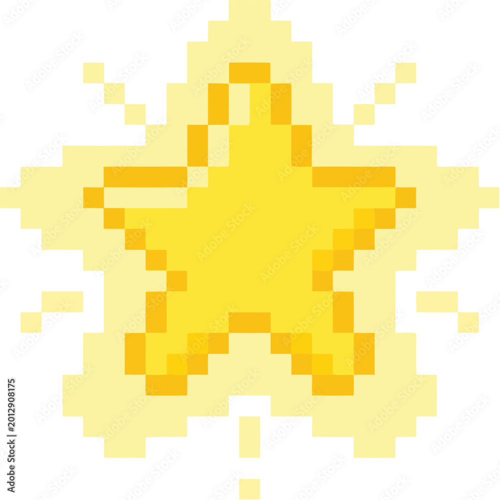 Fototapeta premium Yellow Pixelated Star Shape Graphic Element.