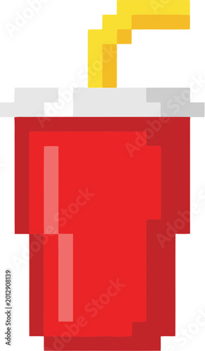 Εκτύπωση καμβά Red soda can with yellow straw.