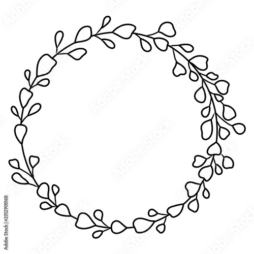 abstract floral frame black leaf