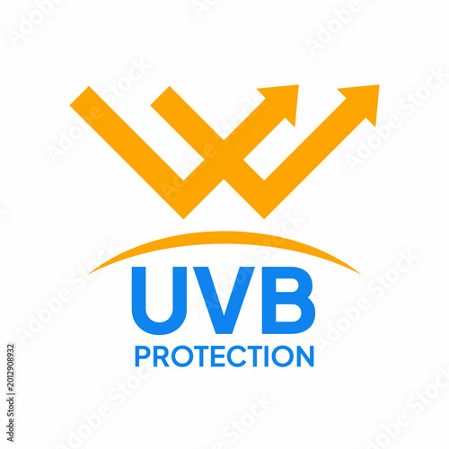UVB protection icon with arrows reflecting ultraviolet rays on white background vector graphic illustration