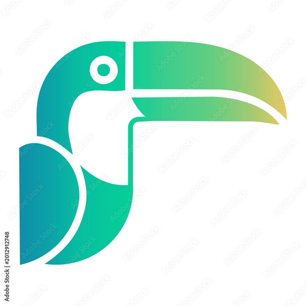 Obraz premium Vibrant tropic toucan bird illustration, an exotic animal with a colorful beak, perfect for nature and wildlife themes
