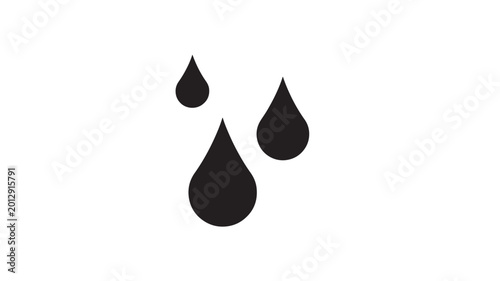 Bilde på lerret Drops water icon set with black silhouettes on white background featuring liquid
