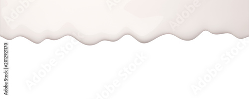 Cuadro en lienzo White Ice Cream melt with glossy drops, isolated on background