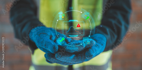 Vászonkép Predictive maintenance workflow prediction alert artificial intelligence concept