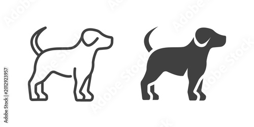 Dog icon. Line and glyph solid icon