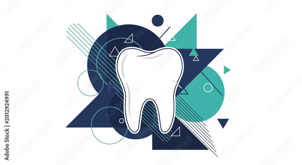 Fototapeta premium Dental Health Illustration: Abstract Geometric Tooth Composition for Healthcare Designs