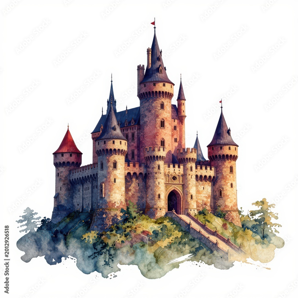 Fototapeta premium Medieval Castle Architecture on Rocky Landscape