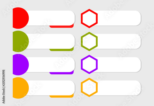 Infographic business promotion with rounded rectangles and hexagons is an innovative design.