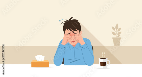 Emotional Stress Depicted In Illustration Of A Person Feeling Down And Overwhelmed