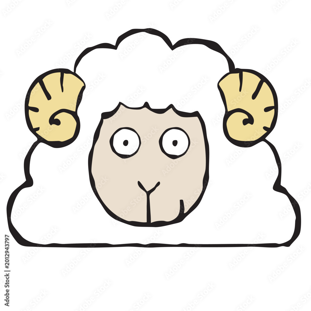 Fototapeta premium ワンポイント素材 ヒツジ 未 This is a sheep-themed material.