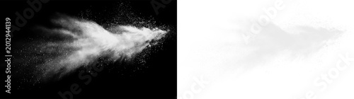 Tableau sur toile Impact effect of white dust particles with misty edges on a transparent backgrou