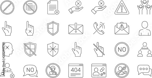 Tableau sur toile Warning, Denial, and Caution Icons for Online and Digital Security