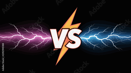 Tableau sur toile Versus graphic with lightning bolts a dynamic competition illustration in red an