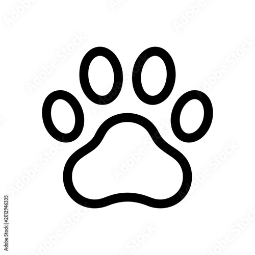 Black outline paw print icon of a dog or cat