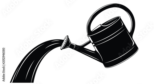 Принти на полотні Black and white sketch of a watering can pouring water