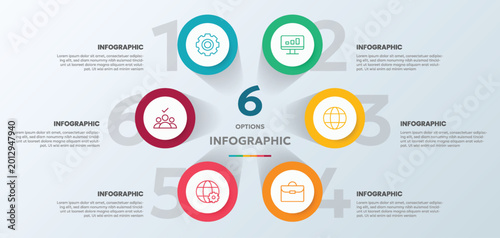 Infographic template with six options