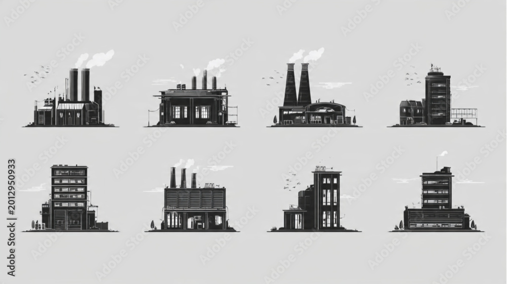 Fototapeta premium Industrial factory buildings and facilities.