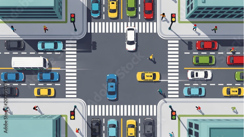 Принти на полотні Traffic on a city street corner.