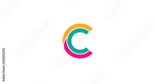 Obraz na plátně Colorful abstract letter C logo on white background