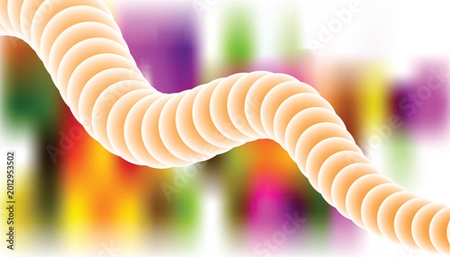 Abstract wavy peach circles on colorful blurred background