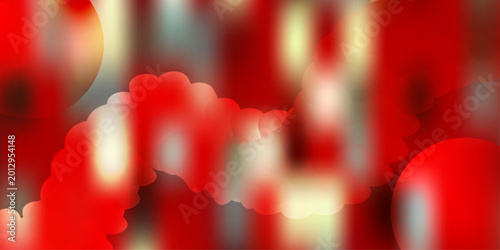 Abstract red and white bokeh background with wavy shapes