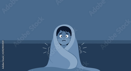 Feeling Cold: A Person Wrapped In a Blanket Depicts Shivering Reactions Deeply