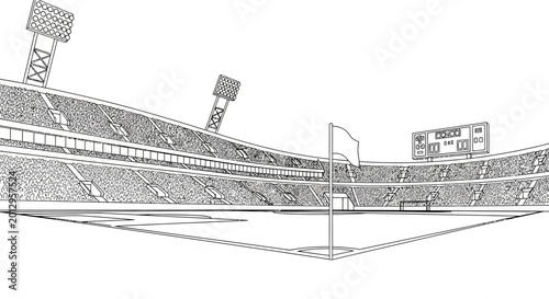 Quadro em tela Stadium with empty seats and field.