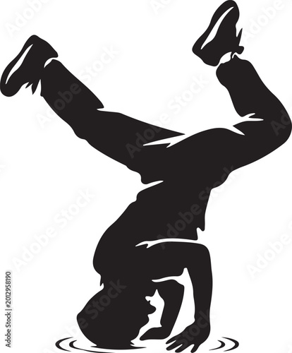 Bild auf Leinwand silhouette of breakdancer freezing headspin