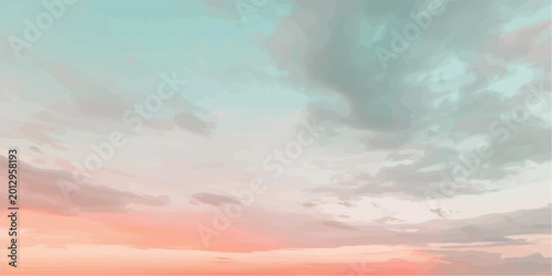 Konstfotografi Soft pastel sunset sky with muted clouds atmosphere aeronautics