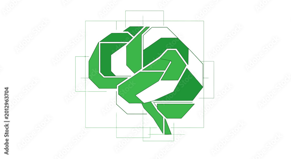 Fototapeta premium Geometric Brain Illustration Representing Innovation, Intelligence, and Creative Thinking Concepts