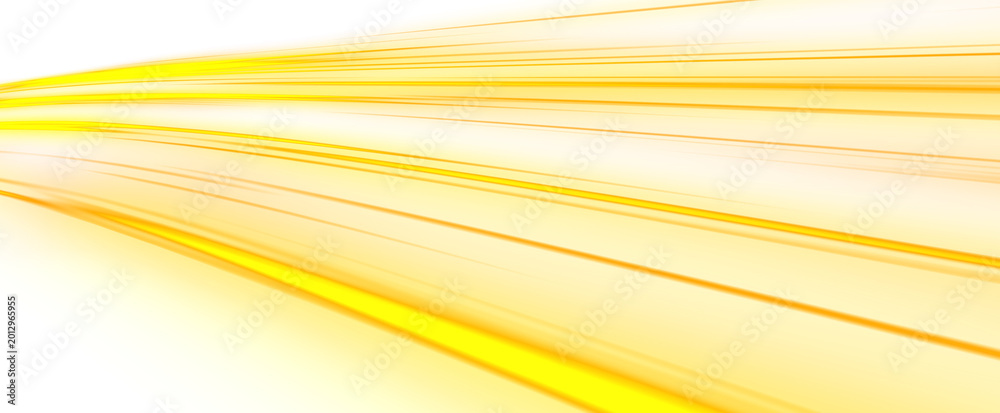 Fototapeta premium Futuristic yellow orange light trails with neon glow. Speed motion lines blur effect. Glowing energy waves dynamic light streaks, Abstract technology element. Digital energy lines flare for banners, P