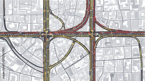 Obraz na płótnie Interchange Highway Road Traffic System.