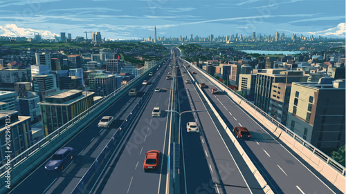 Photography Cars on a city highway road.