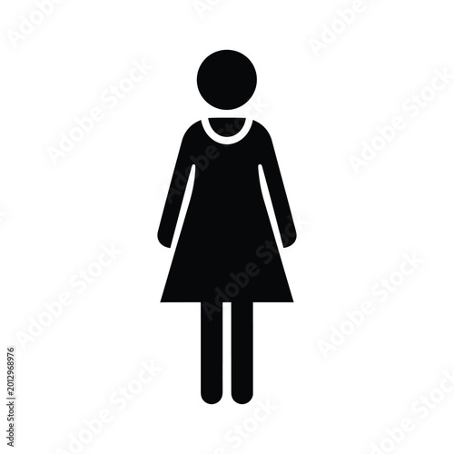Simple female icon in gray on white background