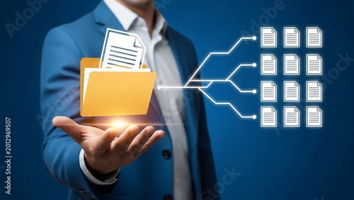 Digital Document Management and Data Organization Concept for Business Efficiency