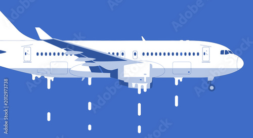 Bild auf Leinwand Airplane with melting wings, concept of global warming and climate change