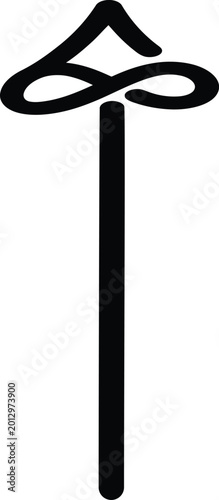 Canvas Print Black silhouette of a traditional shepherd's crook on white background