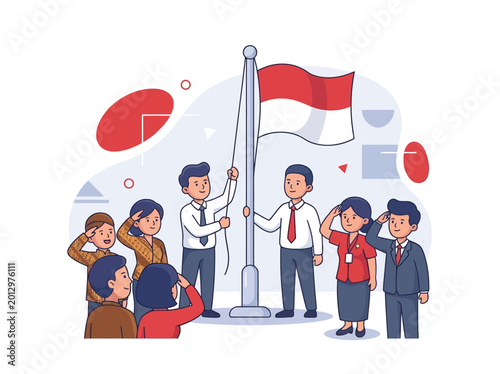 Photos People raising flag illustration symbolizing independence and national pride