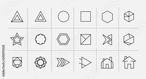 Geometric Shapes Icons Set: Basic and Abstract Design Elements