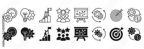 Φωτογραφία Business icon set. Management and ideas symbol